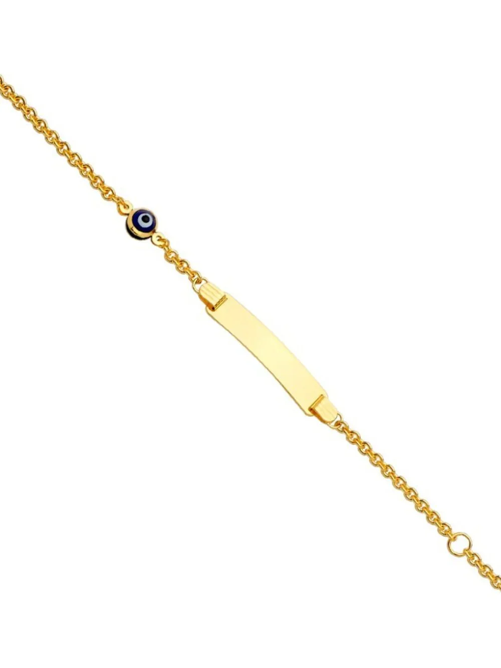 New 14K Yellow Gold Evil Eye Kid Baby Bracelet 5.5 to 6 inches adjustable